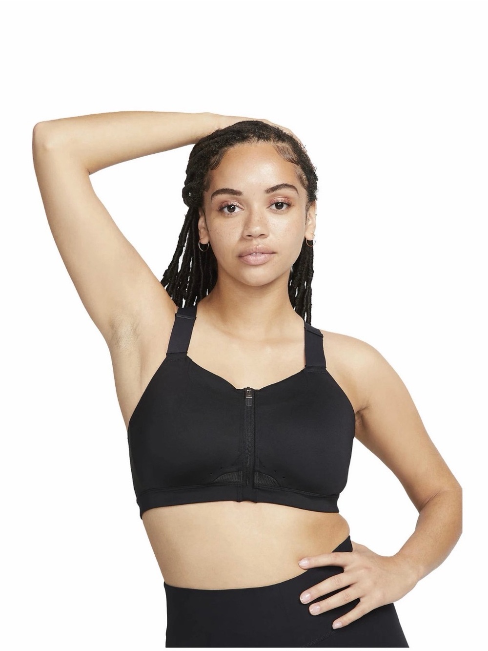 Nike Dri-Fit High-Support Padded Front-Zip Sports Bra Black S A-C Cup EUC!